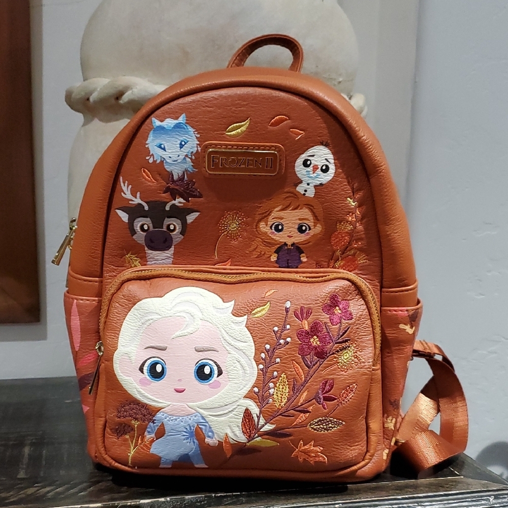 Boxlunch Burnt Orange Kids Character Chibi Mini Backpack with Frozen II Design